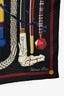 Hermès Black Multicolour Silk 'Les Cannes' Scarf 90