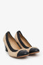 Pre-loved Chanel™ Black and Tan Leather Ruffle Block Heel Size 36.5