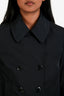 Moncler Navy Blue Nylon Double Breasted 'Eugenie' Jacket Size 1
