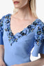 Badgley Mischka Blue Crepe Floral-Motif Dress Size 2