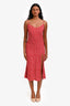 Reformation White/Red Floral Print Side Slit Midi Dress Size 0