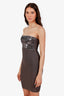 Herve Leger Grey Strapless Sequin Bandage Dress Size XS