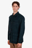 Veste zippée Kiton verte en cachemire, bordures en cuir de veau, taille 53 homme