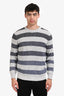 Brunello Cucinelli Grey Cotton Striped Crewneck Sweater Size S Mens