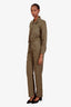 Reformation Green Belted Cotton 'Leila' Jumpsuit Size 0
