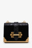 Prada Black Velvet Croc Embossed Micro Cahier Crossbody Bag