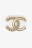 Pre-loved Chanel™ Gold Tone Crystal CC Brooch