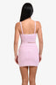 Pre-loved Chanel™ Pink Knit Cropped CC Embellished Sleeveless Tank Top + Mini Skirt Set Size 34