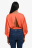 Maje Orange Satin Cropped Long Sleeve Top Size 1