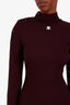 Courreges Purple Logo-Embroidered Ribbed Polo Midi Dress Size S