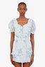 LoveShackFancy Blue/White Cotton Ruffled Mini Dress Size XS