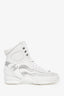 Pre-loved Chanel™ 2023 White Leather Crystal Embellished High Top 'Neige' Sneakers Size 37.5