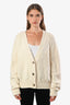 Hermès White Wool Knit Buttoned Cardigan Size 40