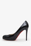 Christian Louboutin Black Patent Leather Round Toe Heels Size 38.5