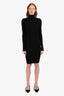 Wolford Black Merino Knit Ribbed Turtleneck Long Sleeve Dress Size M