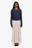 Dusen Champagne Pleated Satin Wide Leg Trousers Size S