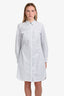Rag & Bone White/Navy Striped Cotton 'Lucia' Mini Shirt Dress Size M