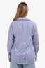 DSquared2 Blue Striped Cotton Poplin Plated Collared Blouse Size 42