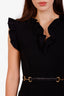Gucci Black Horsebit Belted Ruffle Trim Mini Dress Size S