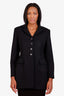 Hermès Black Wool Long Buttoned Blazer Size 38