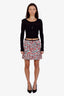 Louis Vuitton Red/White/Black Monogram Jacquard Mini Skirt Size 36