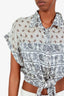Pierre Balmain White/Black Silk Vintage Paisley Print Top Size 44