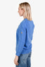 Moncler Blue Wool Cashmere Logo Embroidered Sweater Size S