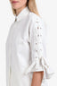 IRO Jeans Off-White Cotton Tie Detail Sleeve Button Down Shirt Size 38