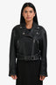 Weekend Max Mara Black Leather 'Vintage' Biker Jacket Size 40
