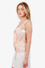 Christian Dior Pink Beaded Sleeveless Blouse with Velvet Bow Size US 10
