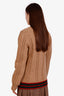 Gucci Brown Wool Web Striped Cable Knit Cardigan Size XS