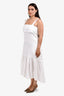 Theory White Linen Blend Tie-Back Midi Dress Size M