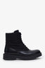 Prada Black Nylon Leather Lace-up Ankle Boots Size 35