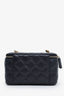 Pre-loved Chanel™ Black Quilted Lambskin Pearl Crush Small Vanity Case with Chain
