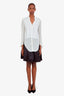 Jil Sander Navy Silk Pleated Mini Skirt Size 34