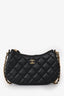 Pre-loved Chanel™ Black Quilted Lambskin Mini Hobo Shoulder Bag with Heart Chain GHW