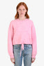 Maje Pink Wool Blend Cropped Knit Drawstring Sweater Size 1