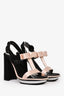 Prada Pink/Black Satin Bow Platform Block Heels Size 38