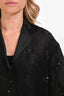 N.21 Black Mesh Crystal Embellished Short Sleeve Top Size 44