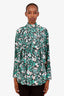 Smythe Green/Black Floral High-Neck Long Sleeve Top Size L