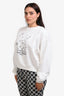 Maison Margiela White Logo Embroidered Crewneck Sweater Size M