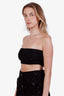 Self-Portrait Black Sequin Knit Bandeau Top Size M