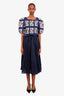 Chloé Navy Pleated Midi Skirt Size 36
