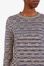 Gucci Gold/Navy Wool Striped GG Sweater Size S