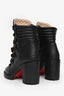 Christian Louboutin Black Leather Quilted Tongue Mad 70 Heeled Ankle Boot Size 39