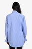 Sandro Blue/White Striped Cotton Pearl and Crystal Embellished Cuff Shirt Size 2
