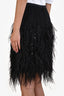 Douglas Hannant Black Fur Sequin Midi Skirt Size 2