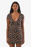 Mini-robe Reformation noire à imprimé floral multicolore, col en V, taille XS