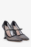 Miu Miu Black Fishnet Crystal Embellished Heels Size 37