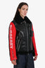 Burberry Black/Red Leather Terry Shearling Biker Jacket Size 38